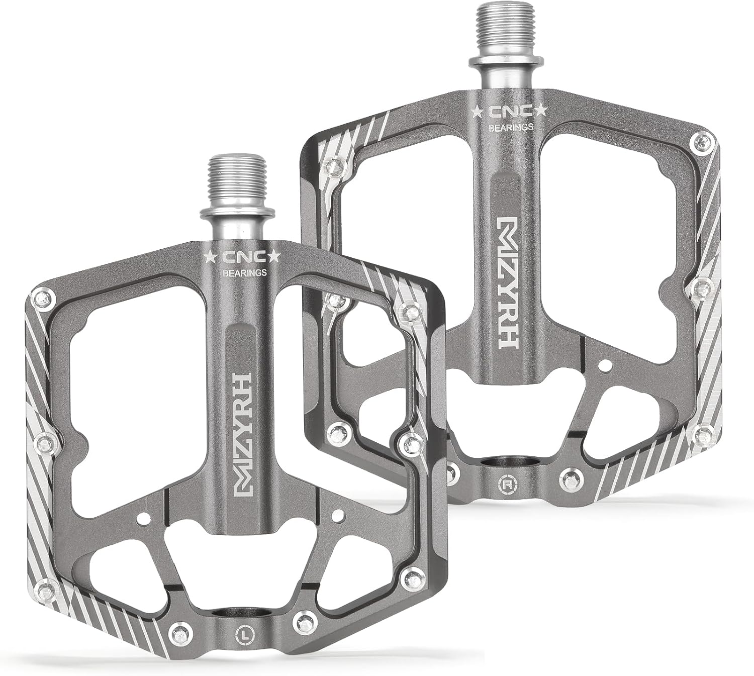 MZYRH Road Bike/Mountain Bike Pedals, Aluminium Alloy Bicycle Pedals, 9/16 Inch Flat Pedals 3 Bearings MTB Pedals for Road Mountain BMX MTB Bicycle