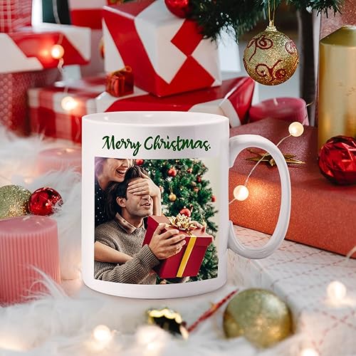 Miniatura 2 de Taza de café personalizada de 11 onzas con texto y foto, taza personalizada para Navidad, Día de San Valentín, Día de la Madre, verde