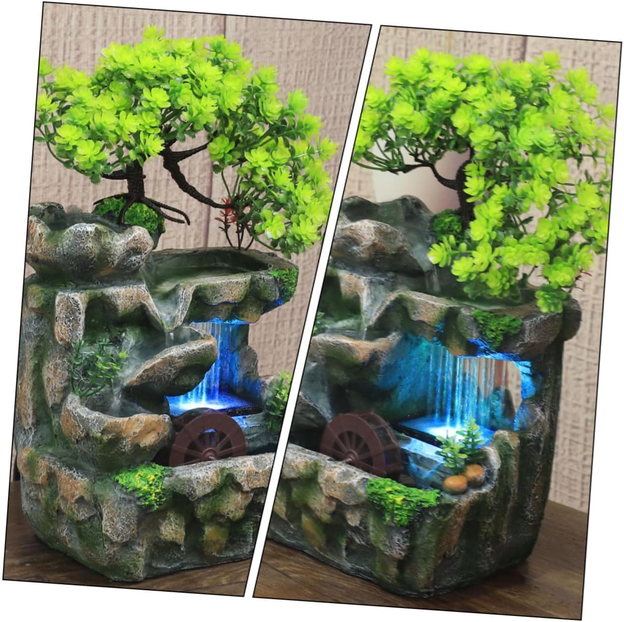 VALICLUD Indoor Small Waterfall Fountain Desk Ornament for Home Office Bedroom Decoration Quiet Flowing Water Feature with Unique Rockery Design US Plug Humidifying Relaxation Tabletop