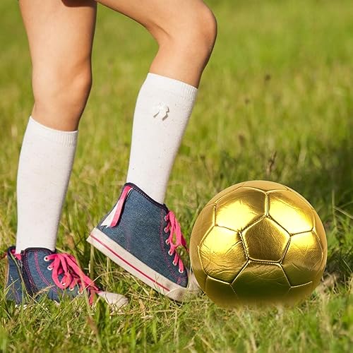 Miniatura 5 de Linkidea Balón de fútbol de color oroplateado, balón de fútbol oficial de tamaño de partido dorado, idea de regalo para fútbol de estilo libre y
