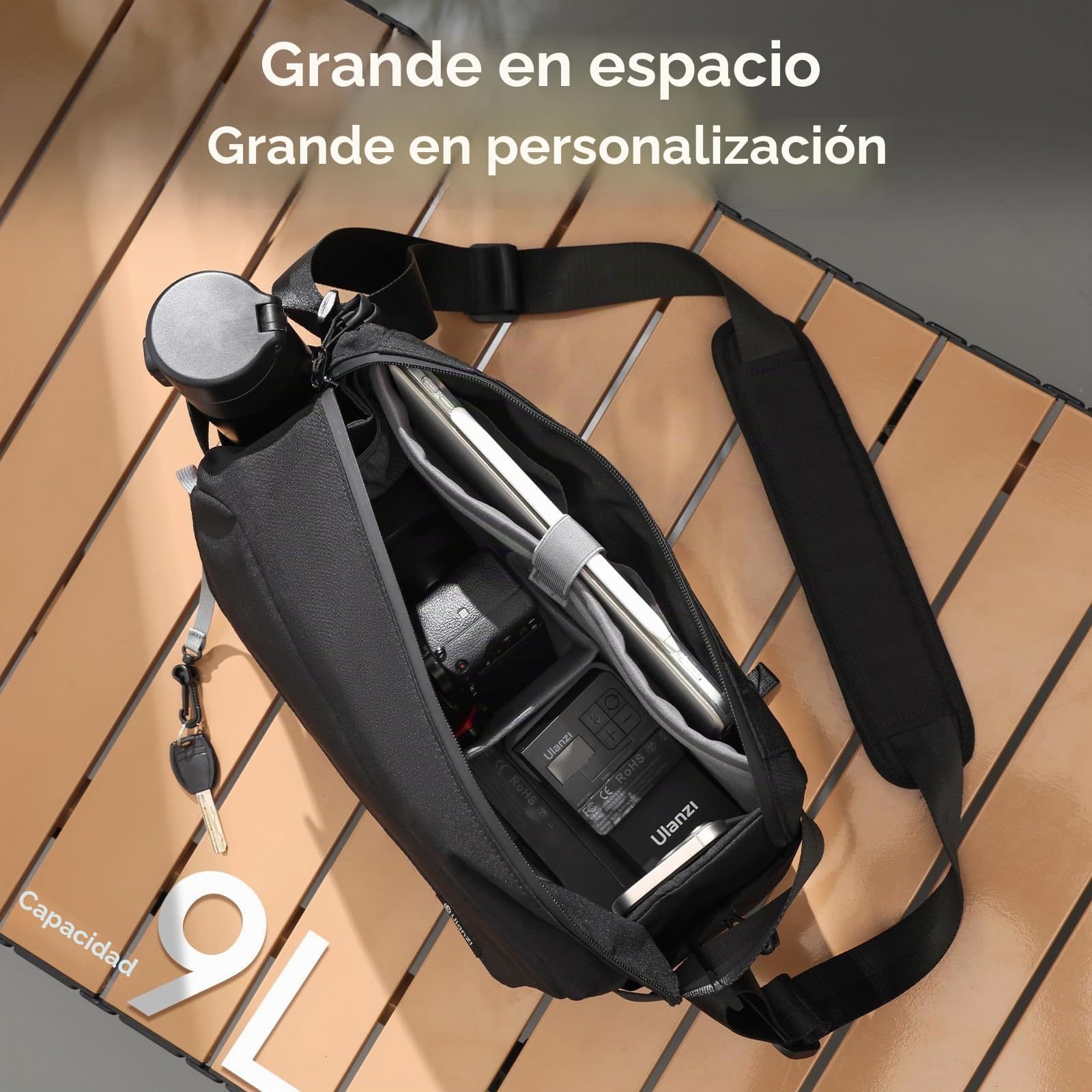 ULANZI Bolsa para Cámara 9L, Mochila Ligera e Impermeable con Soporte para Trípode, Bolso Bandolera Fotográfico con Protección Antirrobo, Compatible con Cámaras DSLR/SLR como Sony, Canon y Fujifilm