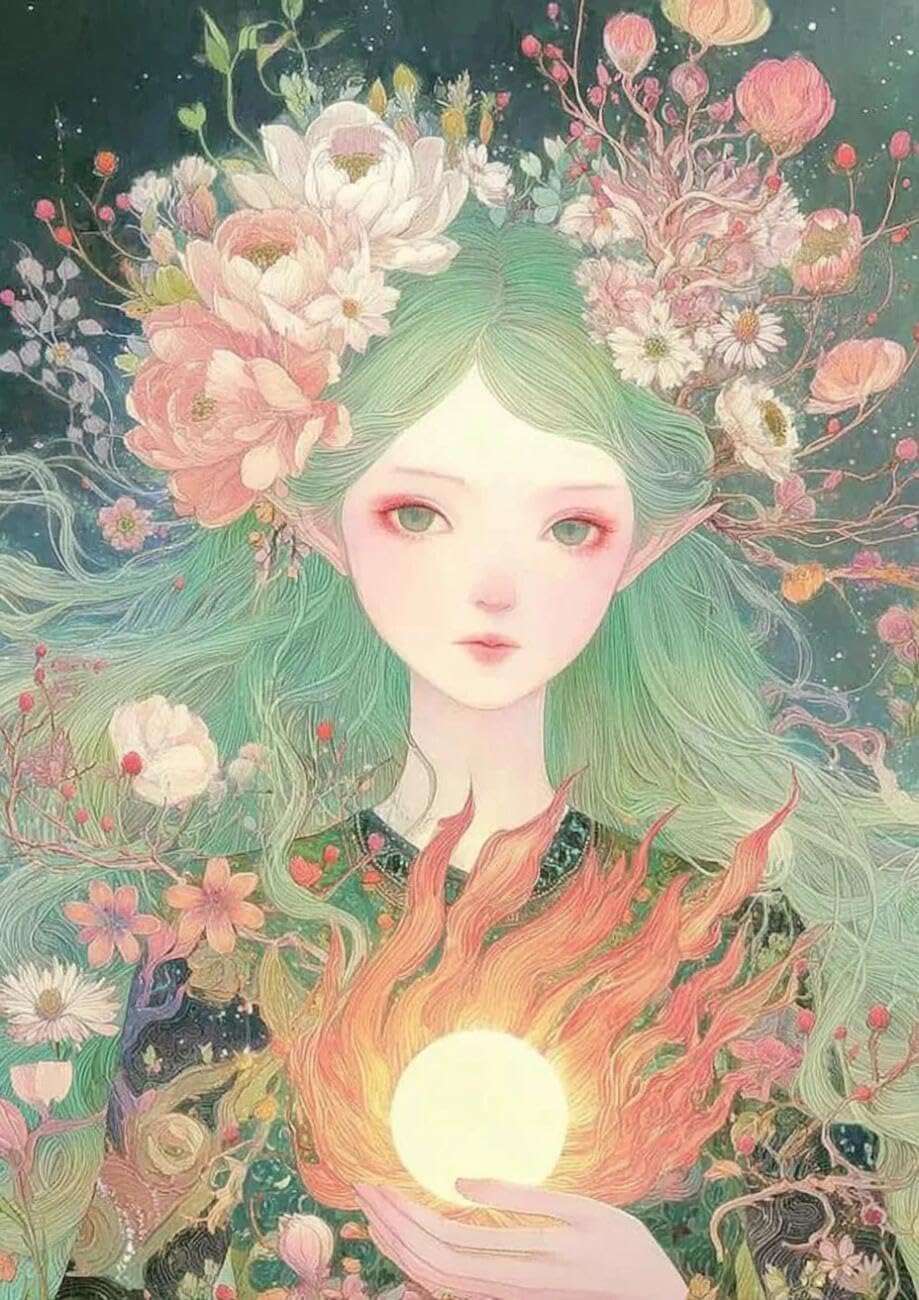 Henypt Cross Stitch Kits Elf Girl DIY Arts Aand Craft Kit for Adults Beginners with Accessories Home & Leisure/Gifts 14CT 40x50cm