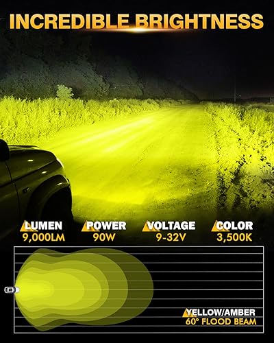 Miniatura 3 de Auxbeam Luces LED redondas de 4 pulgadas para todo terreno + barra de luz estroboscópica de 3 pulgadas, blanco ámbar, 6 modos, 4 luces de conducción