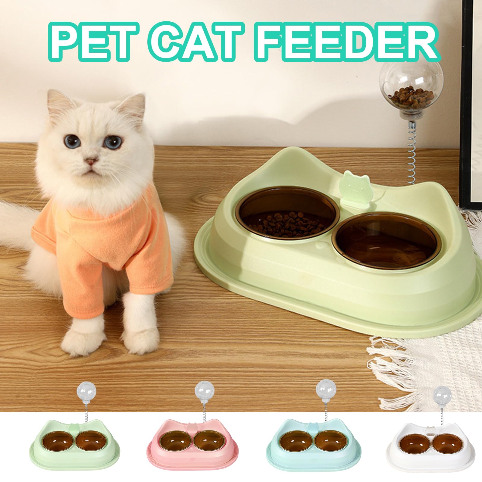 Zkbszn Cats Double Food Bowl Dog Water Dispenser Food Feeder Bowls Pet Water Bowl Housewares Dog Dish Cats Feeding Supplies