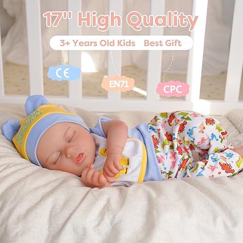 Miniatura 4 de BABESIDE Muñeca realista Reborn de 17 pulgadas, cuerpo suave, realista, recién nacido, cuerpo de vinilo, con kit de alimentación, caja de regalo a