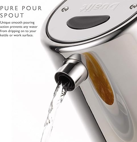 Miniatura 5 de Dualit Design Series Hervidor de agua de 50.7 onzas líquidas, hervidor de acero inoxidable con ribete negro, hervido rápido y boquilla patentada