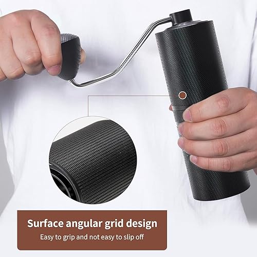 Miniatura 5 de Molinillo de café manual con ajustes de molienda ajustables, cepillo y portafiltro de acero inoxidable (negro)