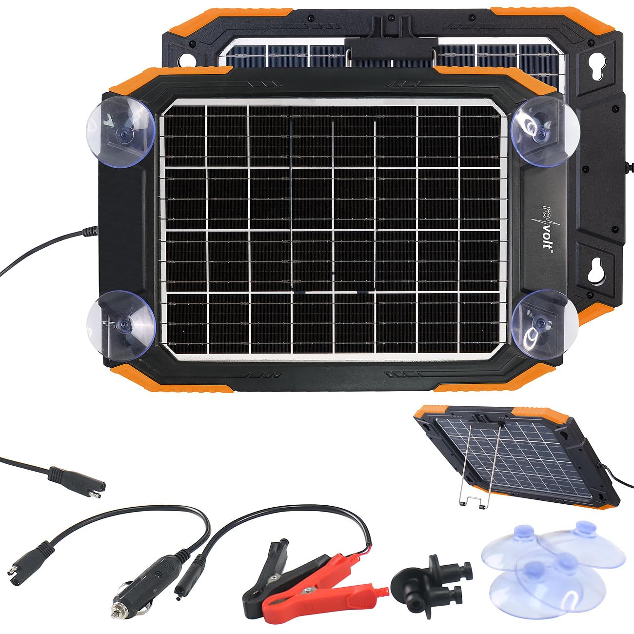 revolt Solarlader: Bifaziales Solar-Ladegerät für Kfz-/Wohnmobil-Batterien, 12 V, 13 Watt (Solar Batterieladegerät, Auto, Winter)