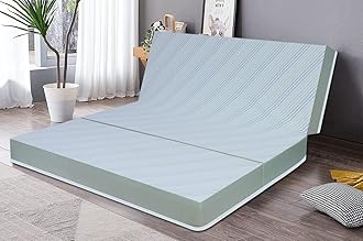 Foldable Mattress | 2 Layer High Density & Gel Memory Foam Folding Mattress | Guest Bed Gadda | Floor/Travelling/Portable Mattresses | 5 Inch King Size Cot Mattress | 72x72 Inch