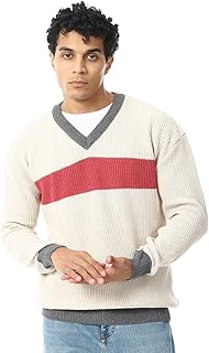 سترة بولوفر من أندورا بتصميم بوتون بلاكيت للرجال، قصة عادية مصنوعة من القطن، لون كريمي، مقاس كبير