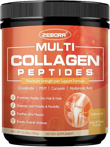 ZEBORA Péptidos multicolágeno en polvo para recuperación de articulaciones con MSM y CS, péptidos de colágeno hidrolizados con ácido hialurónico y