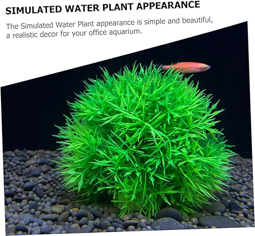 Miniatura 4 de Peces de plantas acuáticas s 6 piezas de bola de hierba artificial verde plástico acuario decorar decoración del hogar planta sintética acuario bola