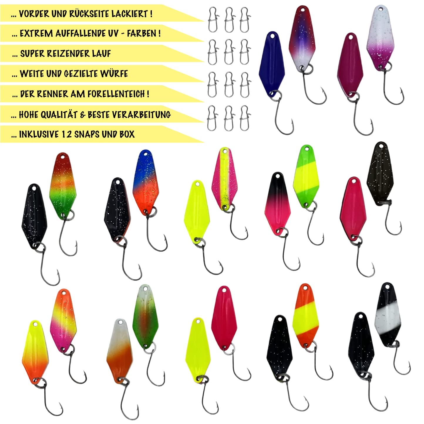 Set Esche Da Pesca Per Trote - Paradox Twister Spoons 2,5 G Con Effetto UV - Foto 12