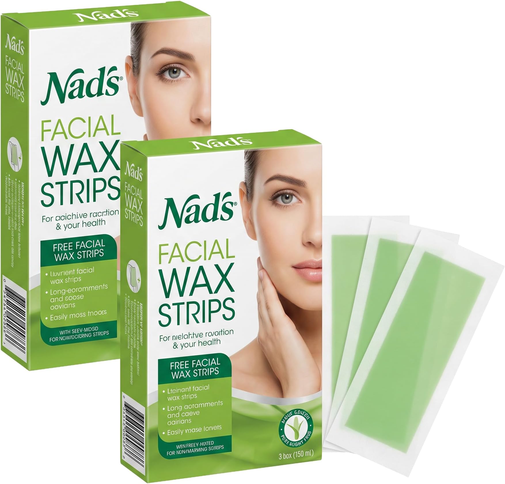 Facial Wax Strips - Hypoallergenic All Skin Types - Facial Hair Removal For Women - At Home Waxing Kit with 20 Face Wax Strips + 4 Calming Oil Wipes + Skin Protection Powder, (Pack of 2)