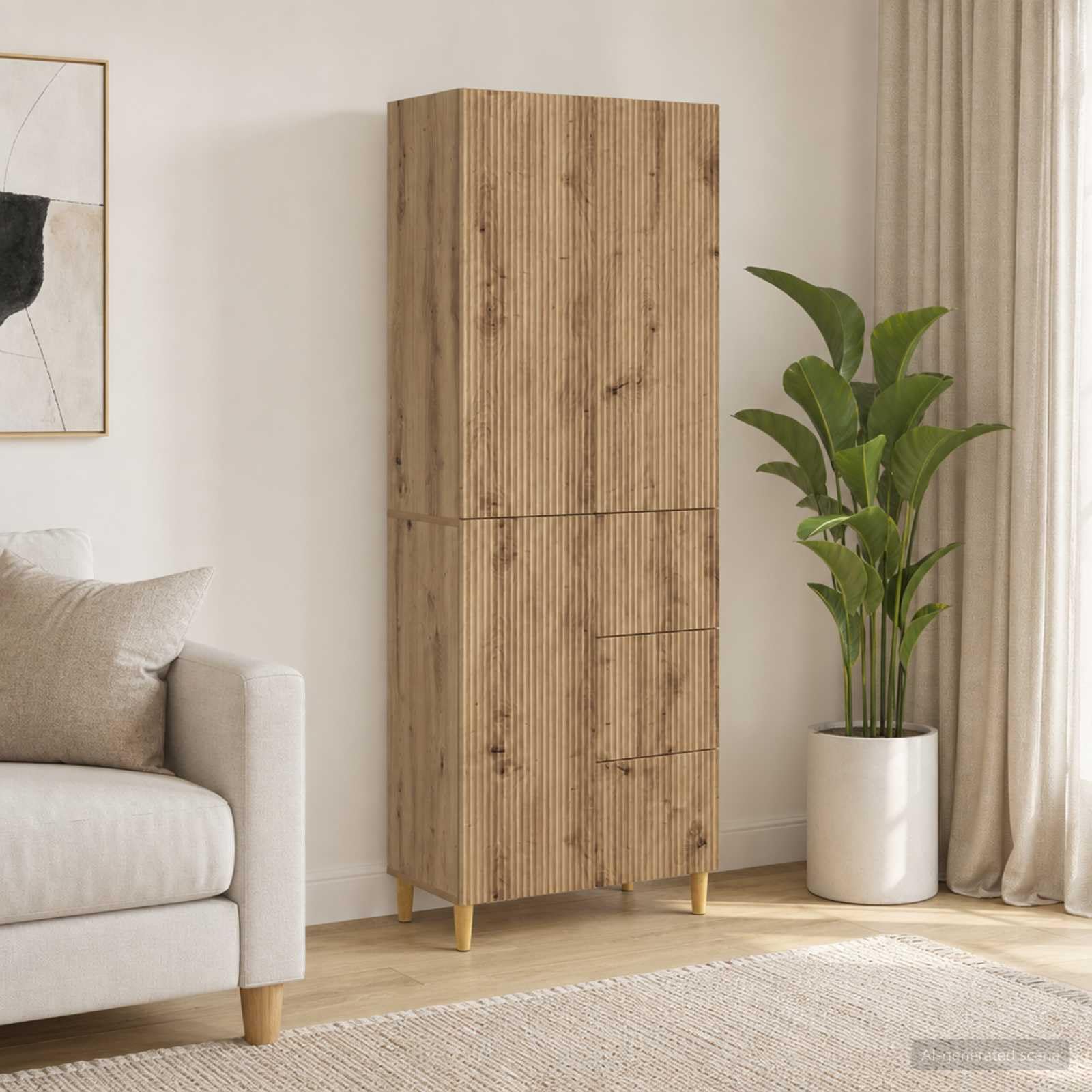 Fengshui Set di 2 armadi, in legno, regolabile in altezza | Con scomparti, cassetti e ripiani, per soggiorno o terrazza, resistente alle intemperie
