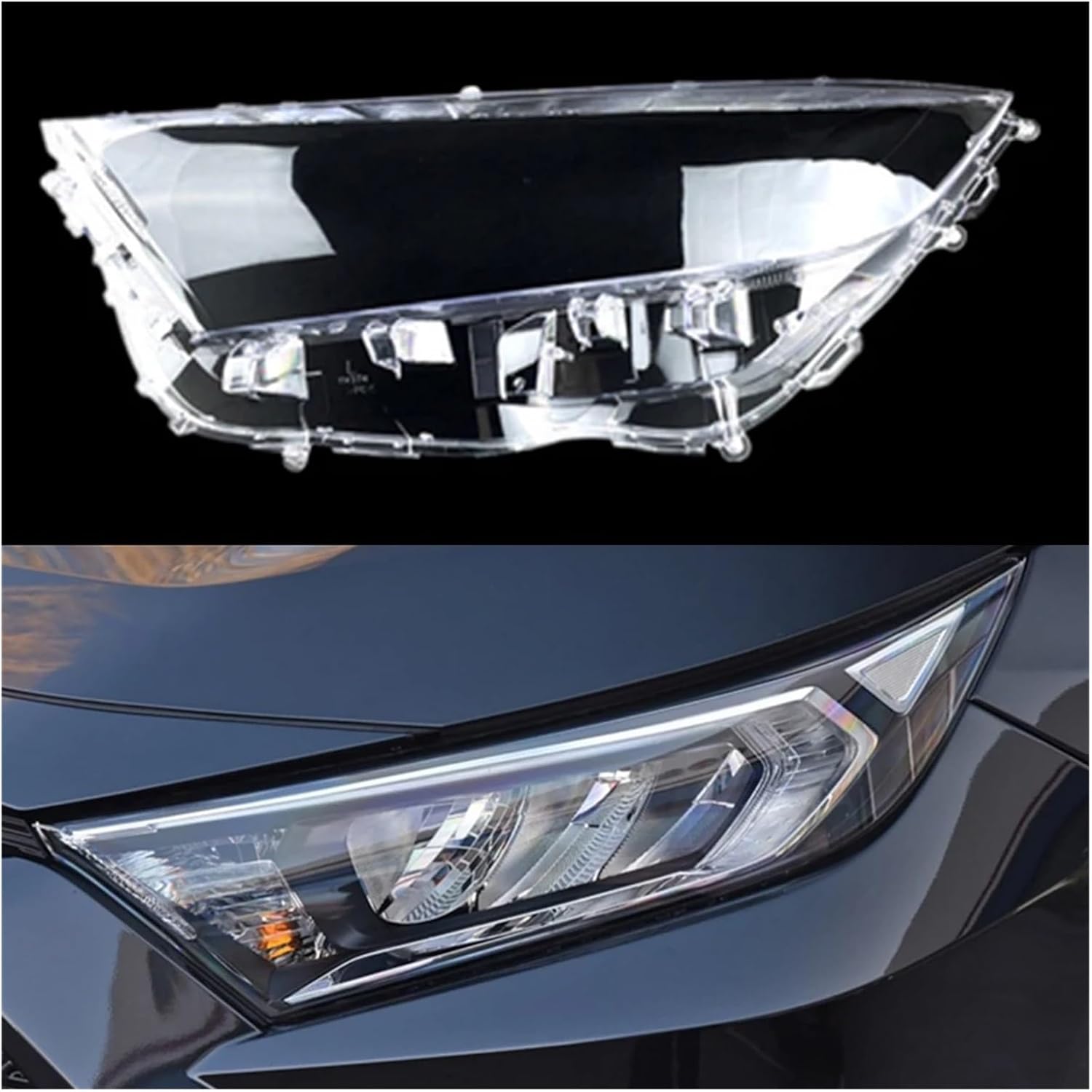 Car Head light Lens Cover Compatible For Toyota for Rav4 2020 2021 Front Head lamp Lamp Cover Transparent Lampshades Headlights Shell ，Replace Original Lens(Red) (Silver)