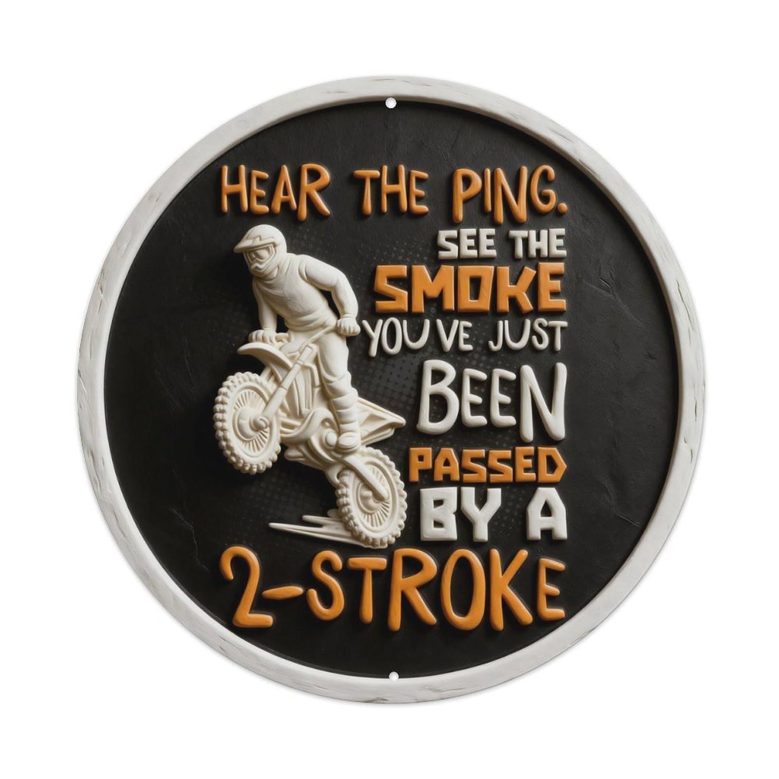 Hear The Ping See The Smoke You Ve Just Been Passed By A 2 Stroke Round Metal Tin Sign Vintage Wall Decor, Bar Garage Cafe Kitchen Home Wall Art Poster 8x8inches