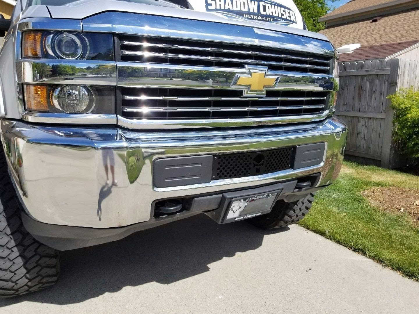 Punisher Skull Editon Powder Coated Black Bumper Grille Insert Compatible with 2015-2019 Chevy Silverado 2500 3500 HD M2M #400-110-1