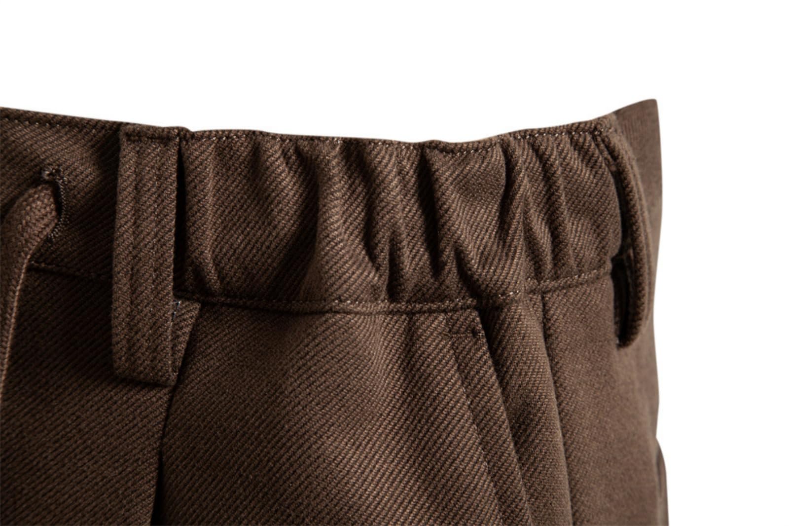 Pantaloni vintage da uomo in tweed a spina di pesce, a pieghe, casual, formali, dritti, piatti, con tasca frontale testurizzata, pantaloni invernali