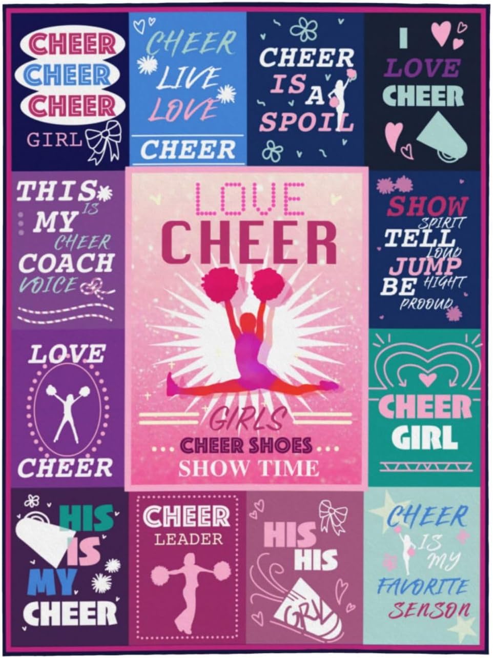Cheerleader Blanket 80"x60" - Gifts for Girls, Teens, Kids, Coach, Cheer Team - Birthday Ideas - Lightweight Flannel for Living Room, Sofa - Soft Cozy Bedding