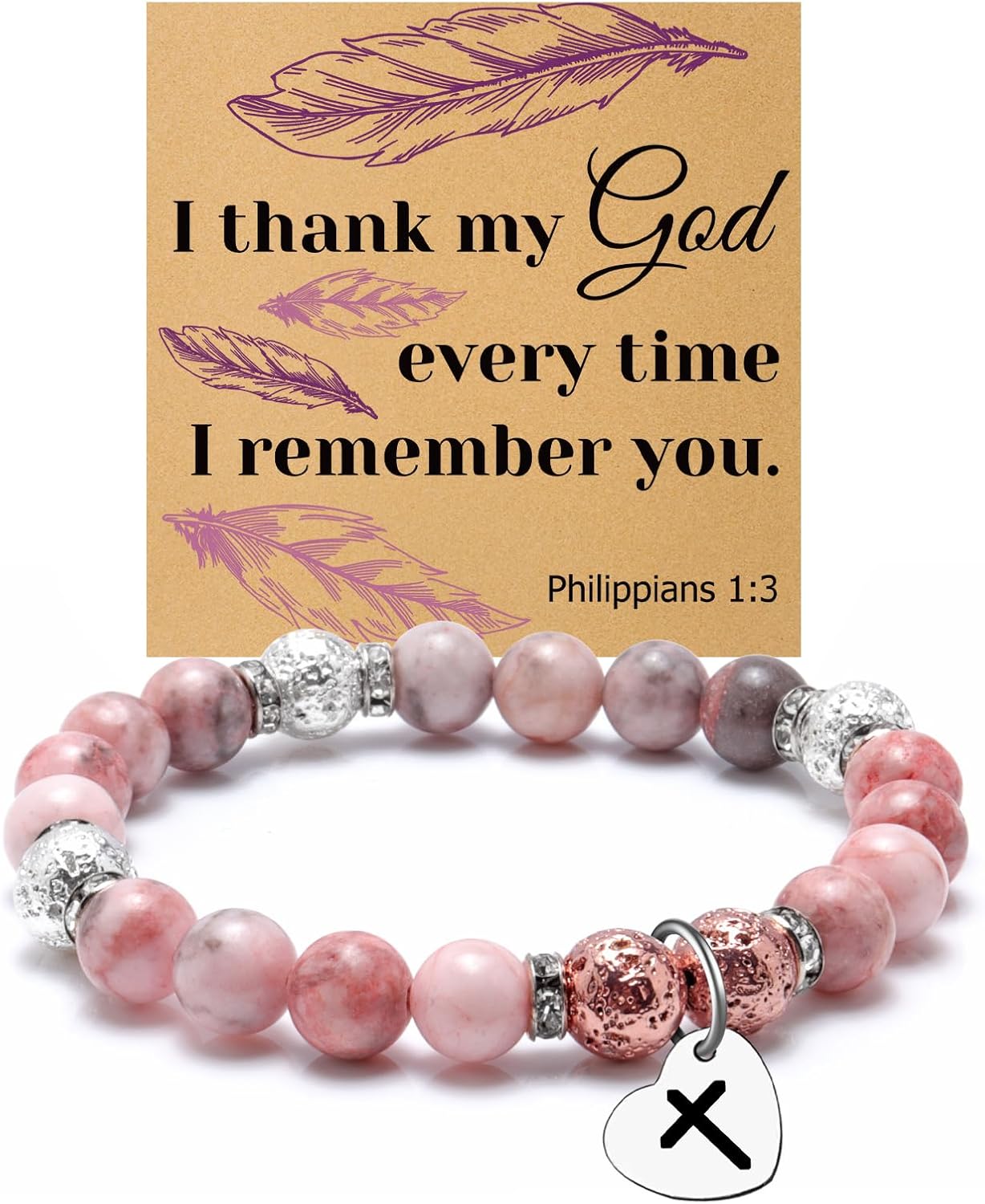 Religious Bible Verse Bracelet Christian Gifts for Women Friend First Communion Confirmation Graduation Gifts Inspirational Birthday Faith Beaded Bracelet for Friend Sister Grandma Mom Her
