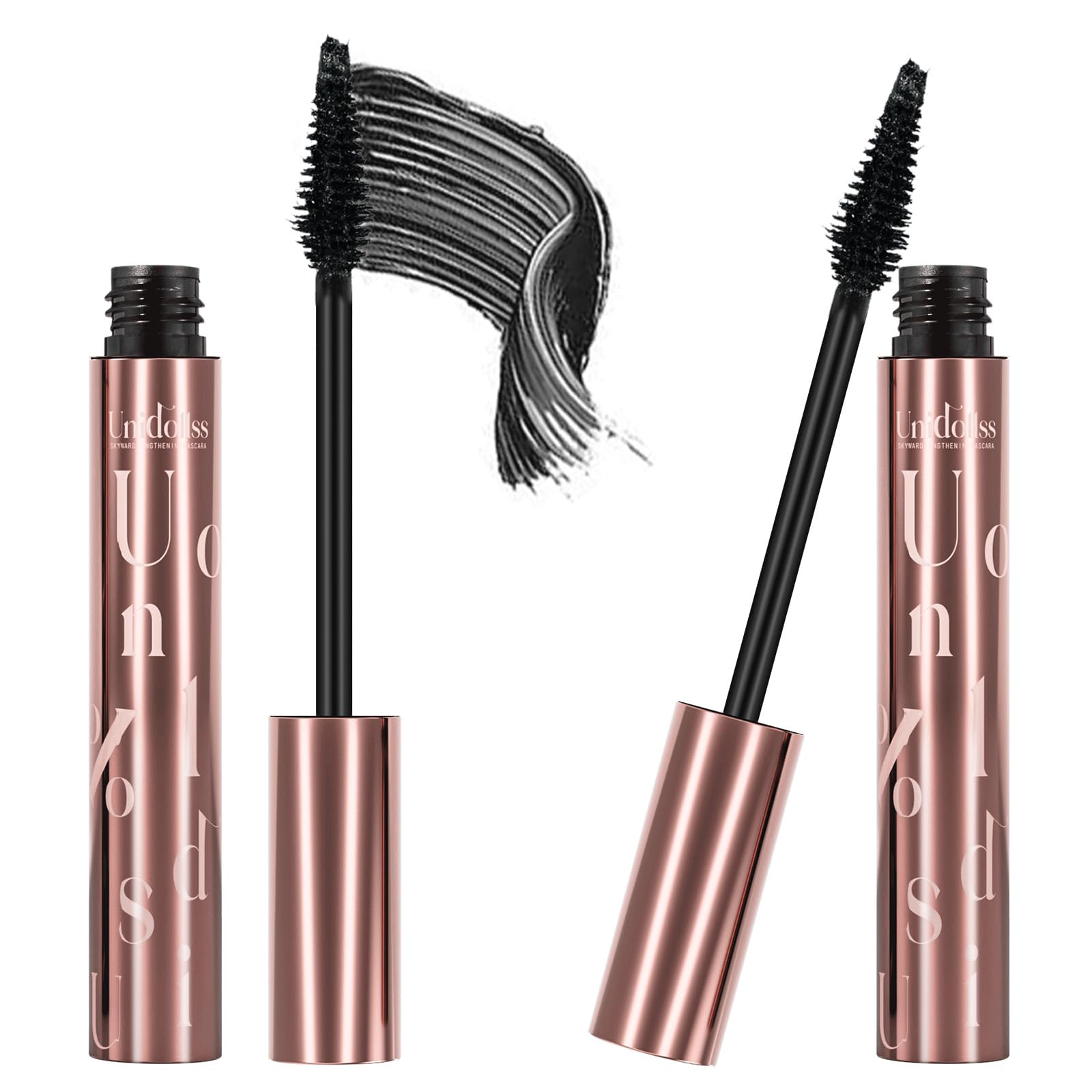 Unidollss Tubing Mascara Volume and Length Black Mascara Lengthening Long Lasting All Day, No Smudging, No Clumping, Washable Voluminous, Gluten-free Safe for Sensitive Eyes, 2 Pack