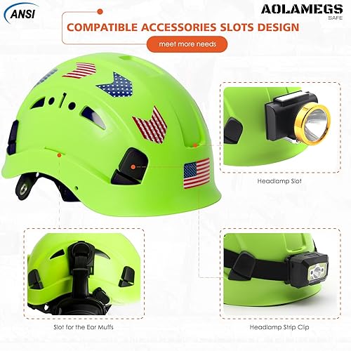 Miniatura 4 de Aolamegs Safe Casco duro de construcción con forro de espuma EPS  ANSI Z89.1 Casco duro ventilado construcción aprobado por OSHA, EN 12492 casco