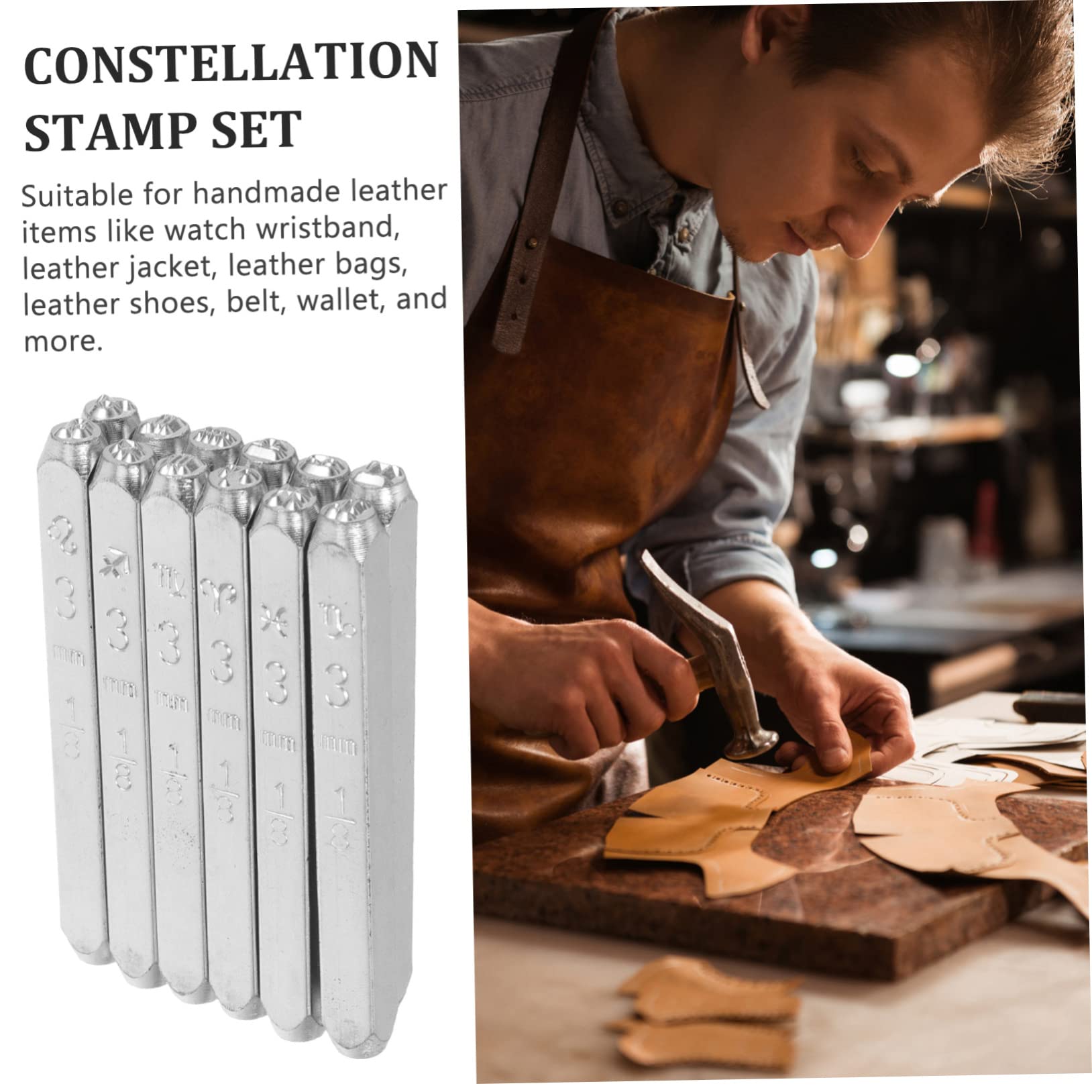 Homoyoyo Leather Stamping Tools Set 12pcs Punch Tool Number Stamps for Jewelry Making