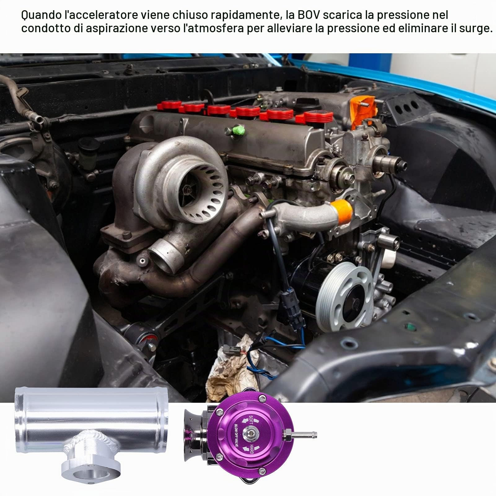 Tbest Valvola di Sfiato Turbo in Alluminio Billet, Tubo Flangiato 2,5 Pollici Tipo-RS Valvola di Scarico Universale Accessorio per Auto SDD-BOVGRSBL FPG250(viola)