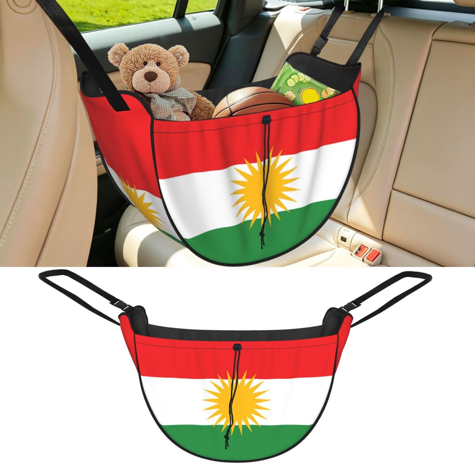 Cntdbu Black Flag Of Kurdistan Car Seat Organizer-Backseat Storage Bag For Travel