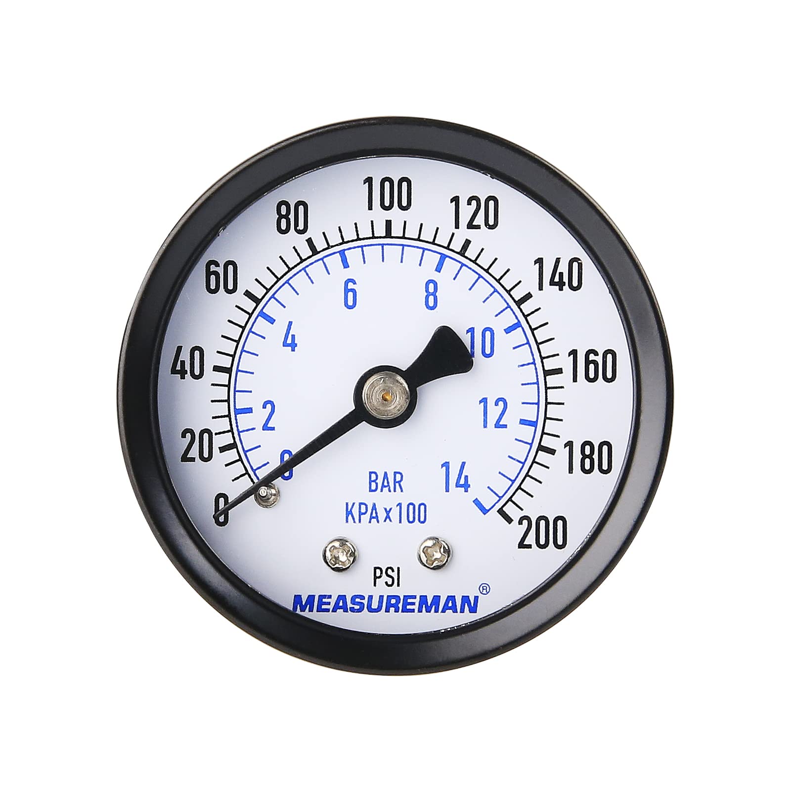 Manometro MEASUREMAN 2-1/2" 0-3000 PSI/kPa, Riempito Di Glicerina, Attacco Inferiore 1/4" NPT, Cassa Acciaio Inox