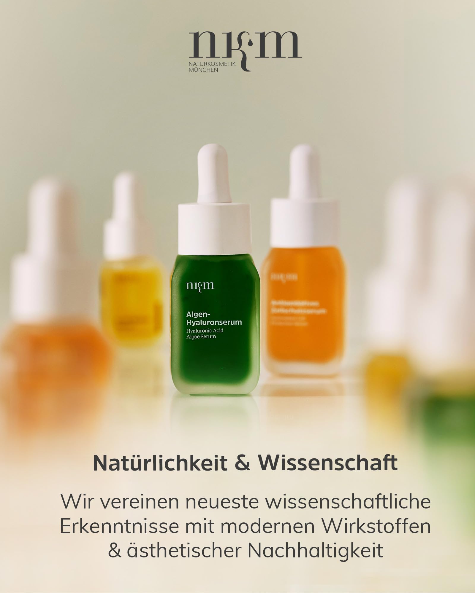 nkm Naturkosmetik München Algen-Hyaluron Serum - 30 ml - Gesichtsserum mit Hyaluron - Spendet Feuchtigkeit - Vegan - Für alle Hauttypen - Dermatologisch Getestet
