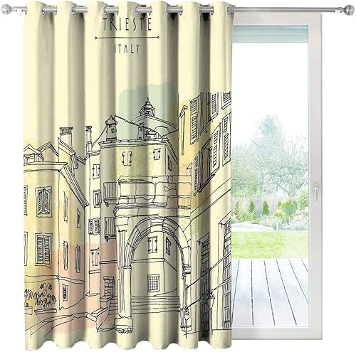 Cortinas color beige italiano para decoración de sala de estar, 1 panel, 63 pulgadas de ancho x 87 pulgadas de alto