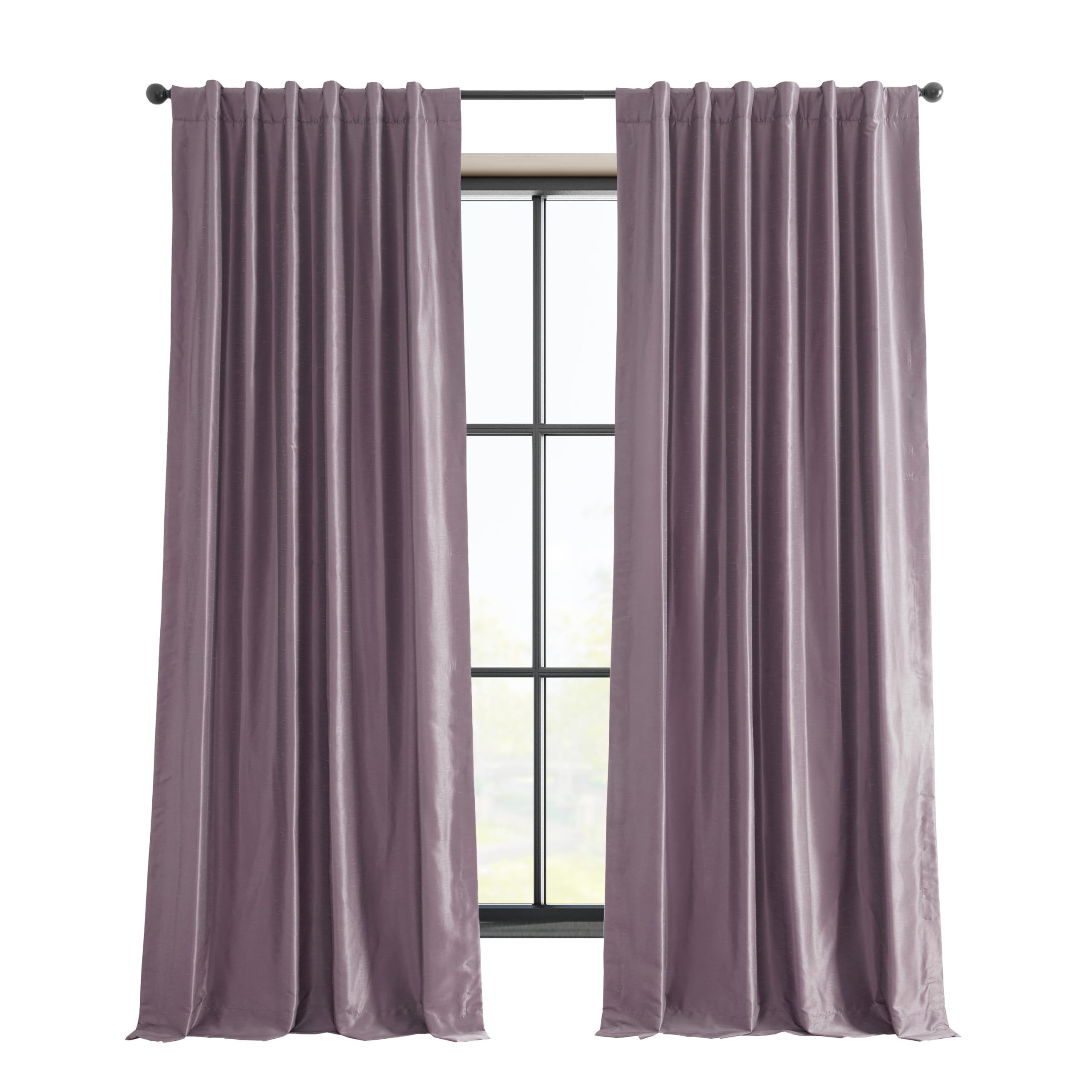 HPD Half Price Drapes Blackout Vintage Textured Faux Dupioni Curtain (1 Panel), Polyester Blend, Smokey Plum, 50 X 96