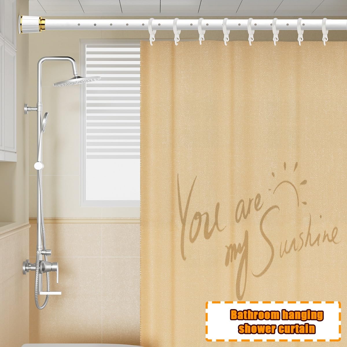Barra de Cortina de Ducha Extensible con Resorte, Barra de tensión de Resorte telescópica para Cortina de Ventana, Barra Ajustable Multifuncional sin Taladro, para baño, Ventana, t