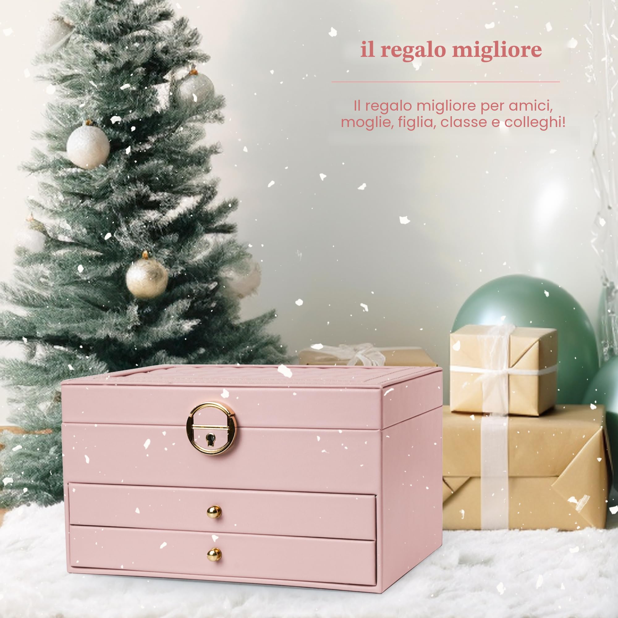 ADEL DREAM Portagioie a tre piani con design linear regalo di compleanno e festa per donne figlie e amici rosa