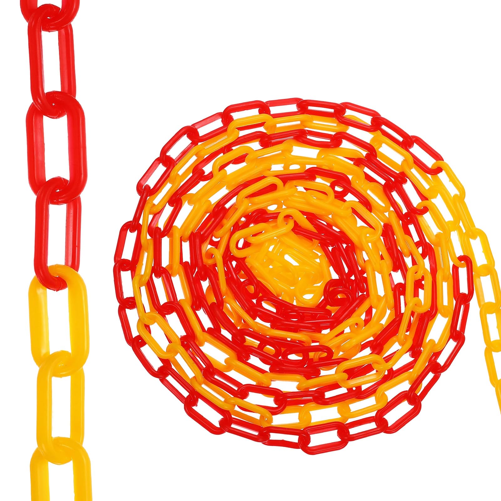 PATIKIL 50ft Catena di Sicurezza in Plastica, Catena di Sicurezza Anelli di Folla Barriera di Controllo per Recinzione Cancello Giardino Costruzione Vialetto, Rosso Giallo