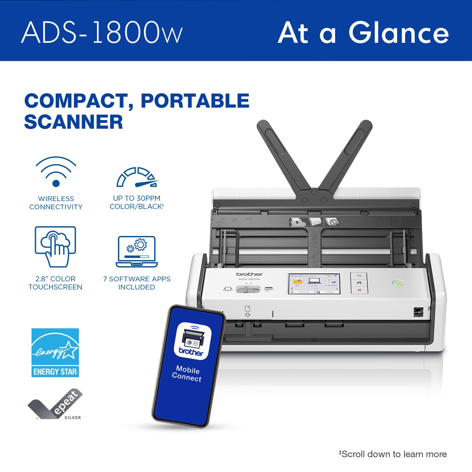 Amazon | Brother ADS-1800W ワイヤレスコンパクトデスクトップ