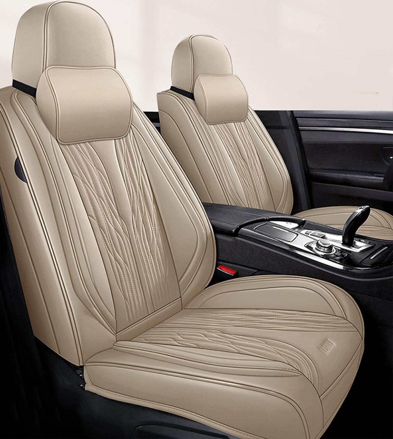 Car Seat Cover, Front Rear 5 Seat Full Set Universal Leather Four Seasons Pad Compatible Airbag Seat Protectors Watertight,C
