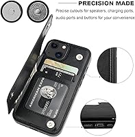 Vista 7 de ONETOP - Funda tipo cartera compatible con iPhone 13 con soporte para tarjetas, funda de piel sintética con ranuras para tarjetas, doble cierre Negro