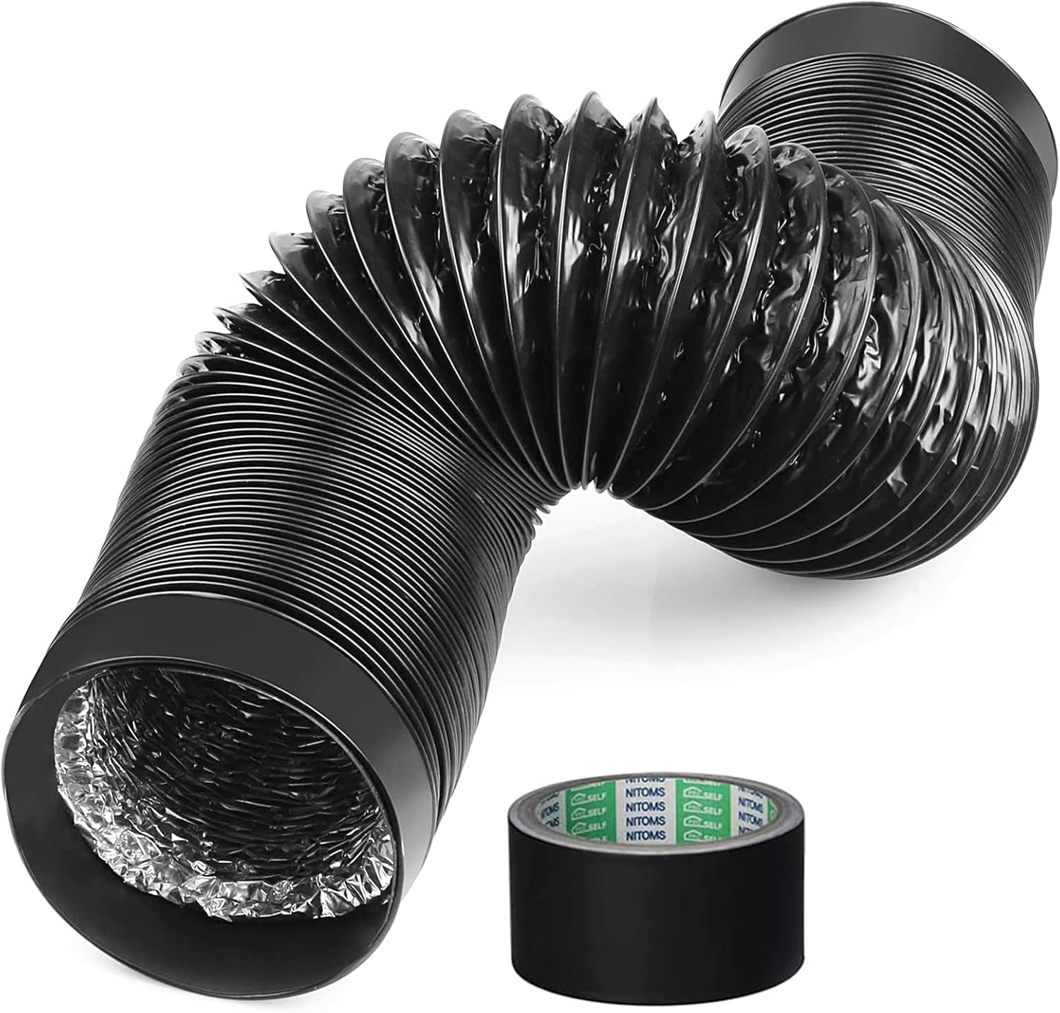 6 Inch 9.5ft Air Vent Hose, Hose Vary Aluminum Flexible Air Exhaust