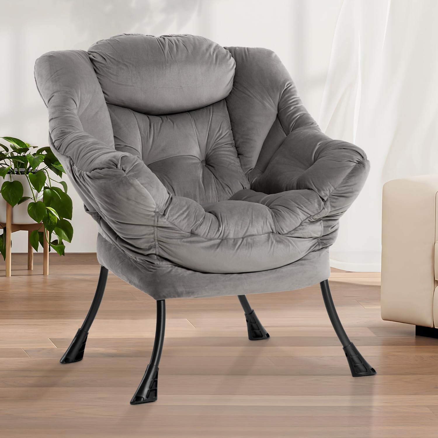 AIMEZO Relax Fauteuil, Lazy Chair Canapé de Loisir Moderne, Fauteuil de Lecture de Loisir pour Chambre/Salon/Balcon, Gris Clair