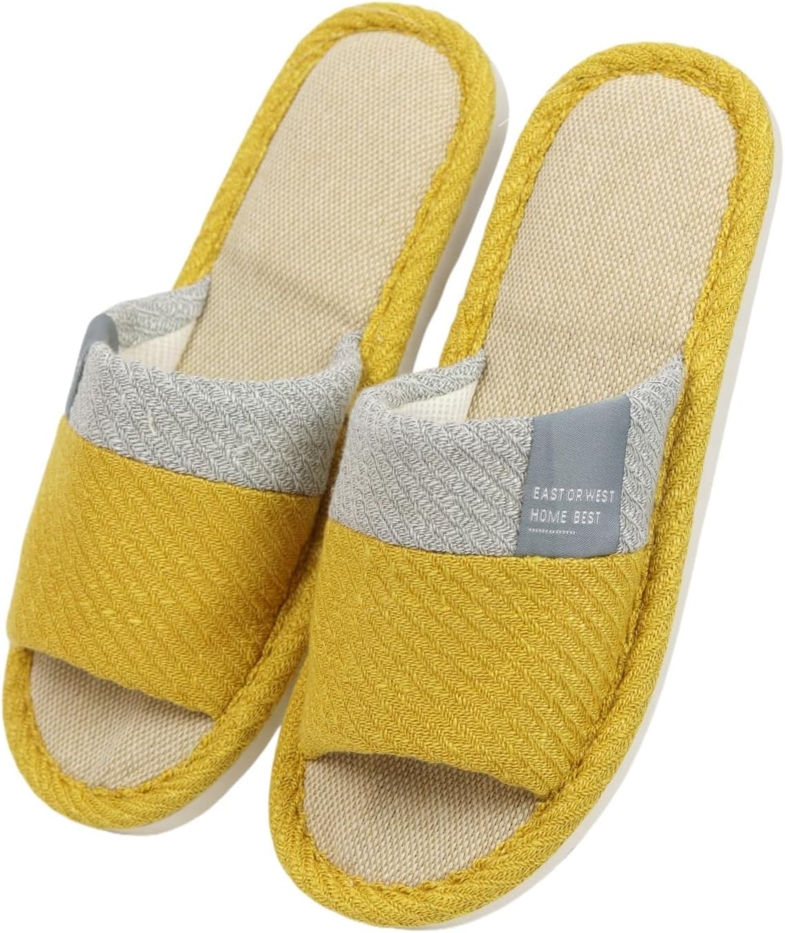 Women Linen Slippers Summer Japanese Style Home Indoor Open Toe Shoes Lightweight Non Slip Soft Sole Bathroom Slides For Men House Use