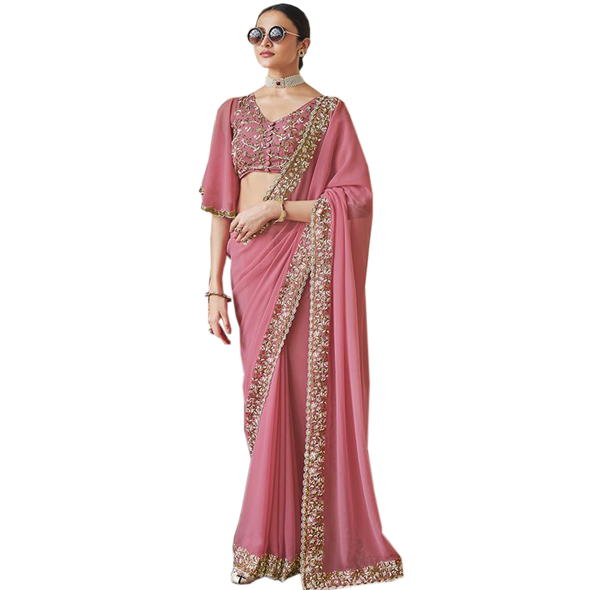 Bollywood Saree Party Wear Pakistani Designer Sari Wedding, Saree for Sanna Stone Work Saree Sari