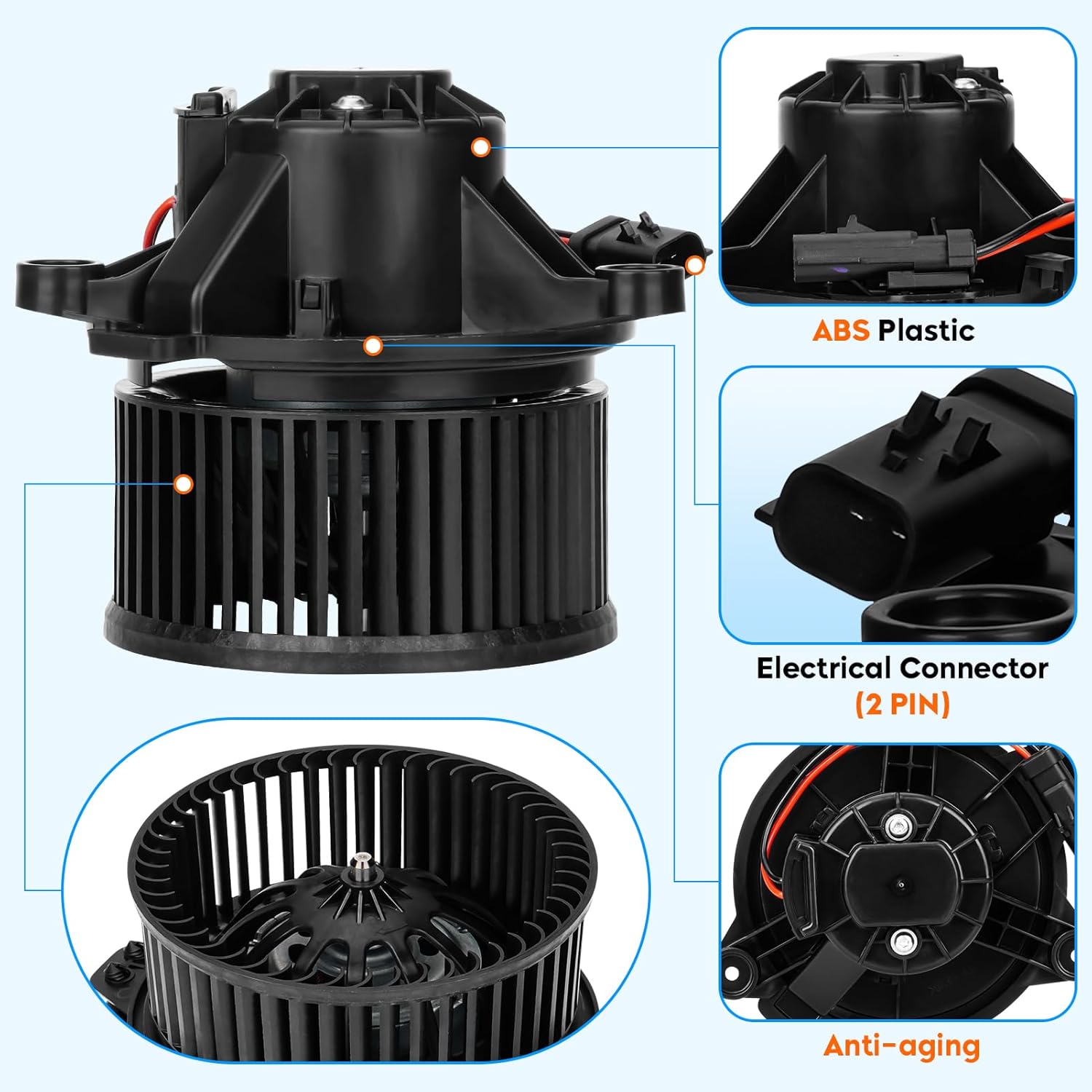 700071 HVAC Heater Blower Motor with Fan Cage Fit for Dodge Dakota 2001 2002 2003 2004, for Dodge Durango 2001 2002 2003, Replaces 4885669AC 615-00614