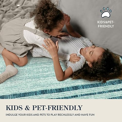 Vista 11 de Lahome Alfombra moderna abstracta para pasillo, lavable, color verde azulado, de 2 x 6 pulgadas, antideslizante, alfombra de pasillo suave, alfombra