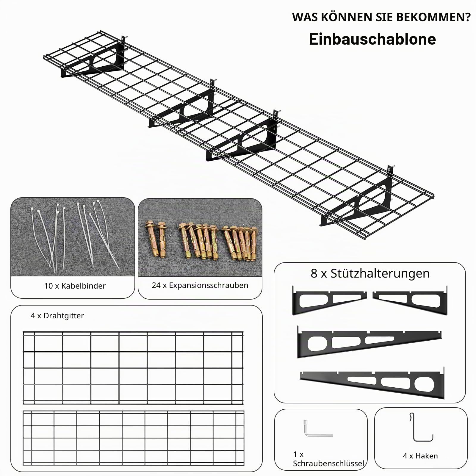 Garagenregal 2er-Set, 61 x 183 cm Werkzeugaufbewahrung Wandregale aus Metall, 370 kg pro Schicht, Werkzeughalter Wand mit Haken, Aufbewahrungsregale Regale für Garagenlagerung, Geschäft, Schuppen