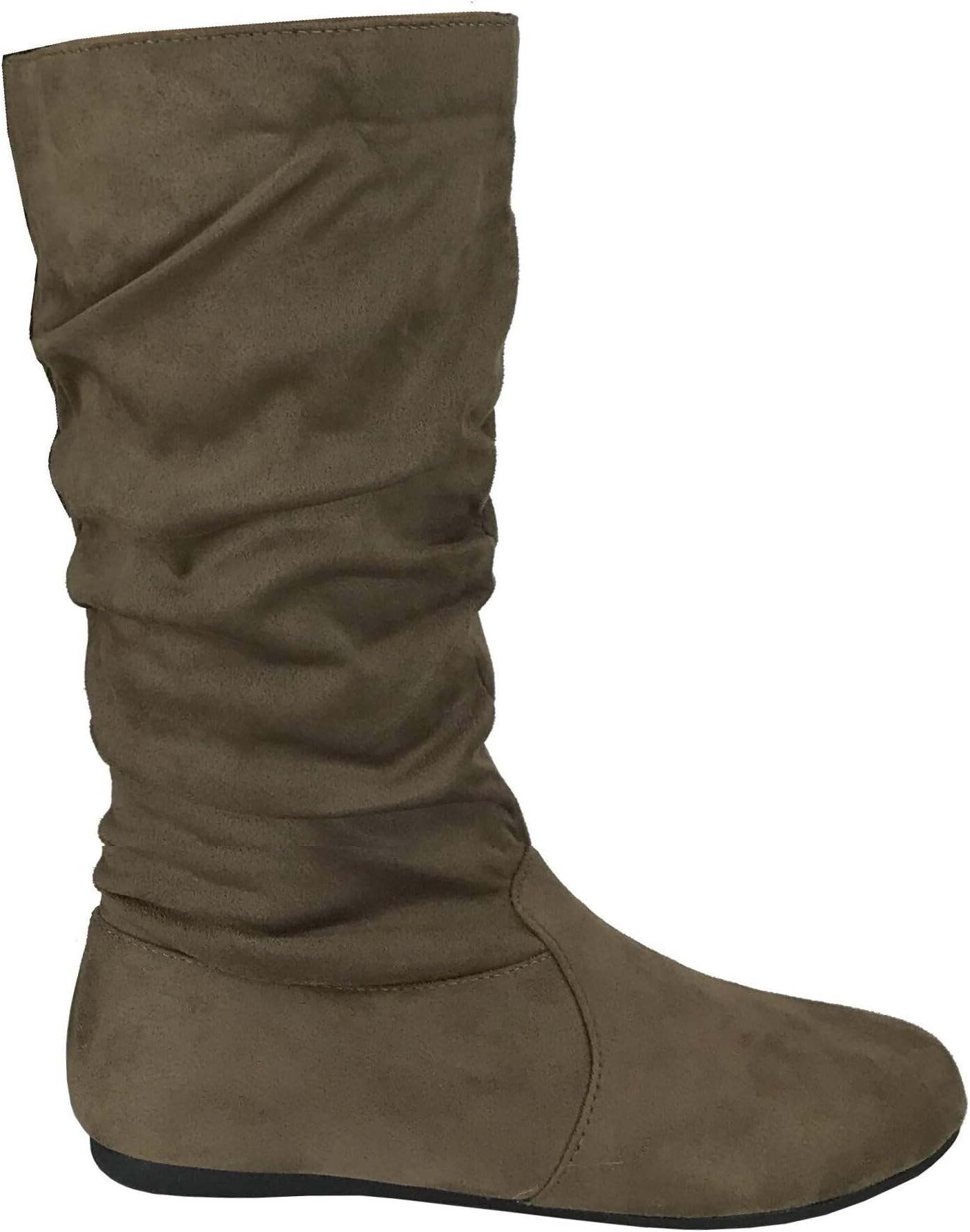 Womens Boots Soft Slouchy Flat to Low Heel Under Knee High, Taupe, 7