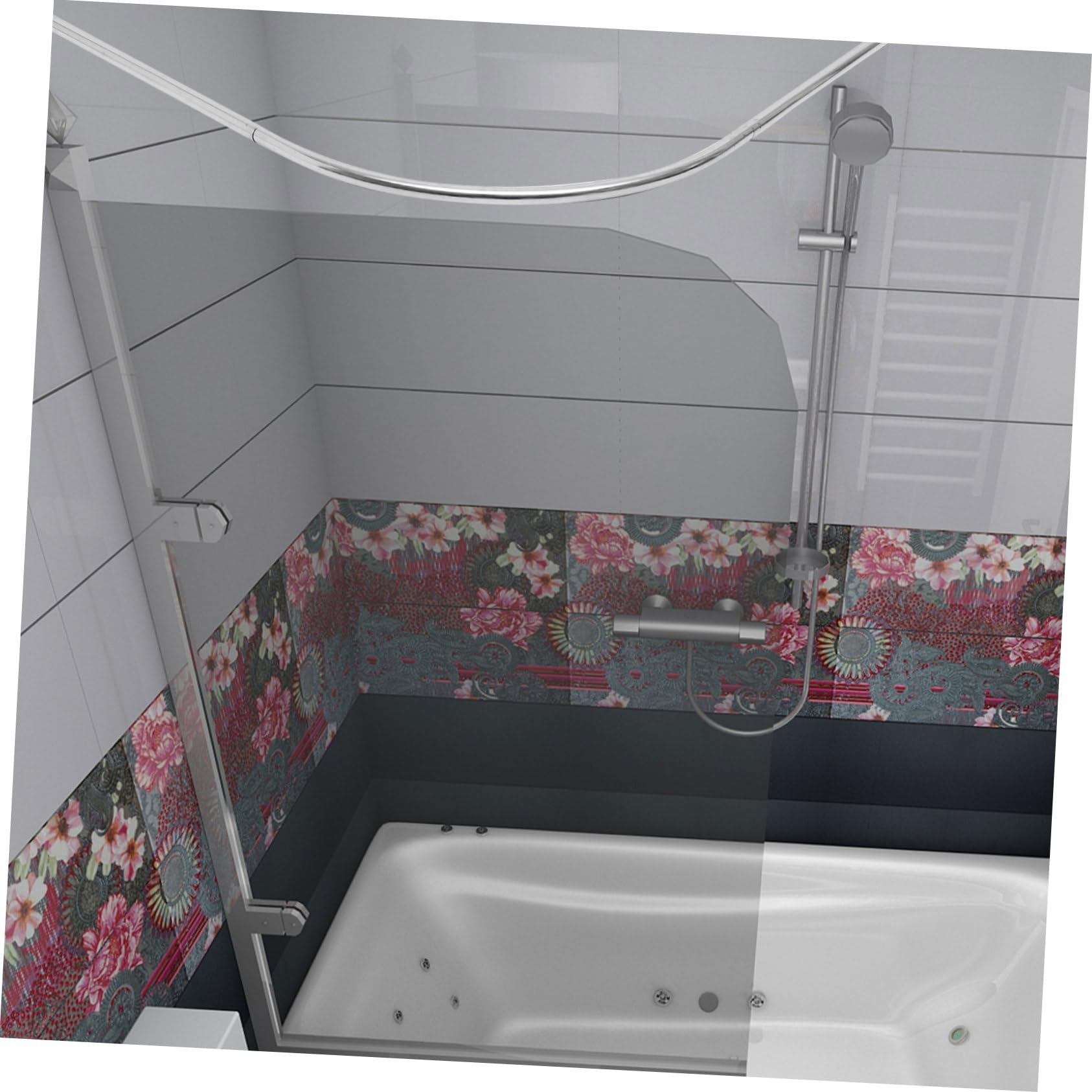 Cabilock Barra de Cortina de Ducha Curva Extensible en Acero Inoxidable para Esquina, sin Taladro, Rango Telescópico de 70-130cm, Adecuado para Baño