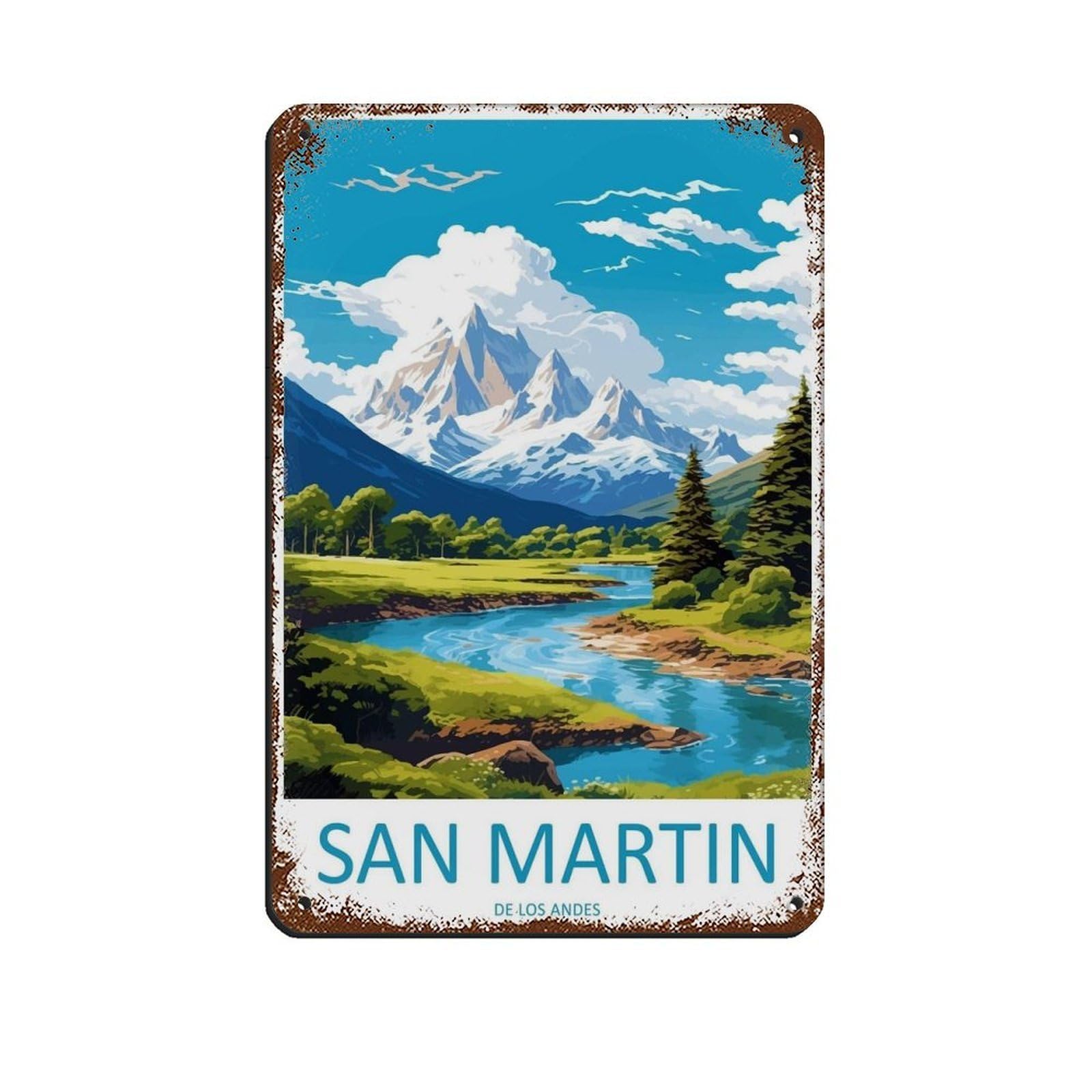 San Martin De Los Andes Travel Art（1） Retro Poster Metal Tin Sign Chic Art Retro Iron Painting Bar People Cave Cafe Family Garage Poster Wall Decoration 8x12inch(20x30cm)